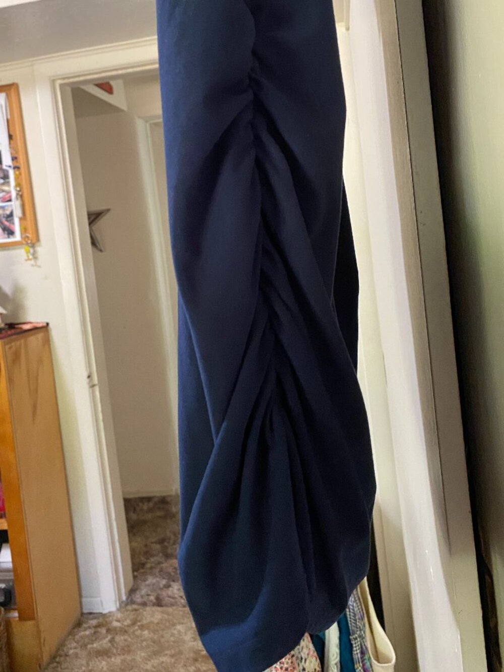 Time and Tru, Maternity, navy, short sleeve tunic w/ruched sides, size L - Picture 4 of 9